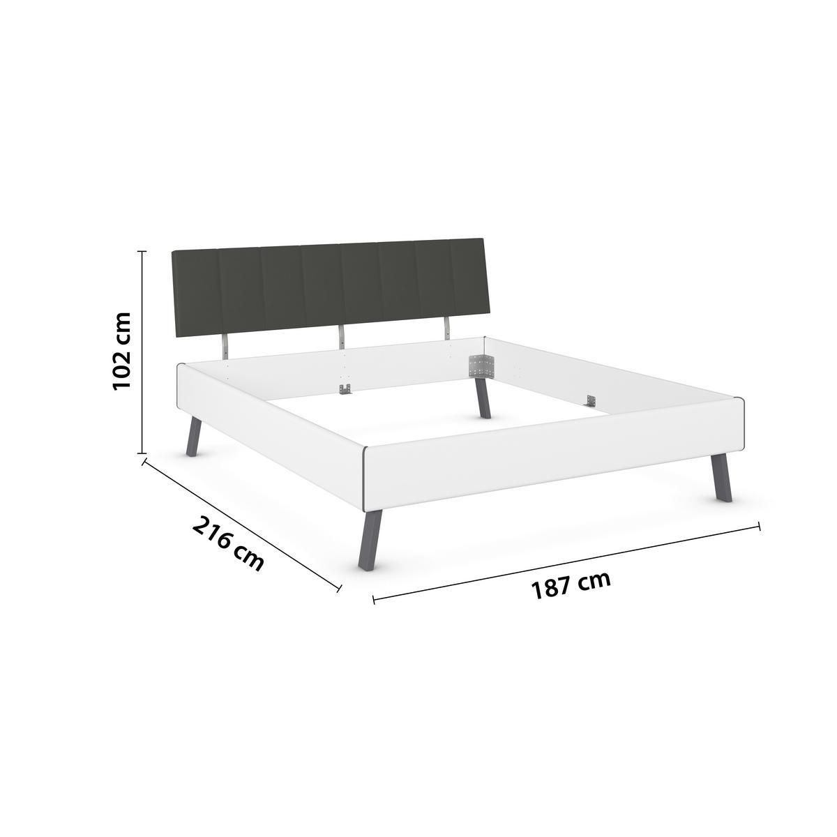 BETT 180/200 cm,  in Weiß,  - Weiß/Grau, Design, Textil/Metall (180/200cm) - Carryhome