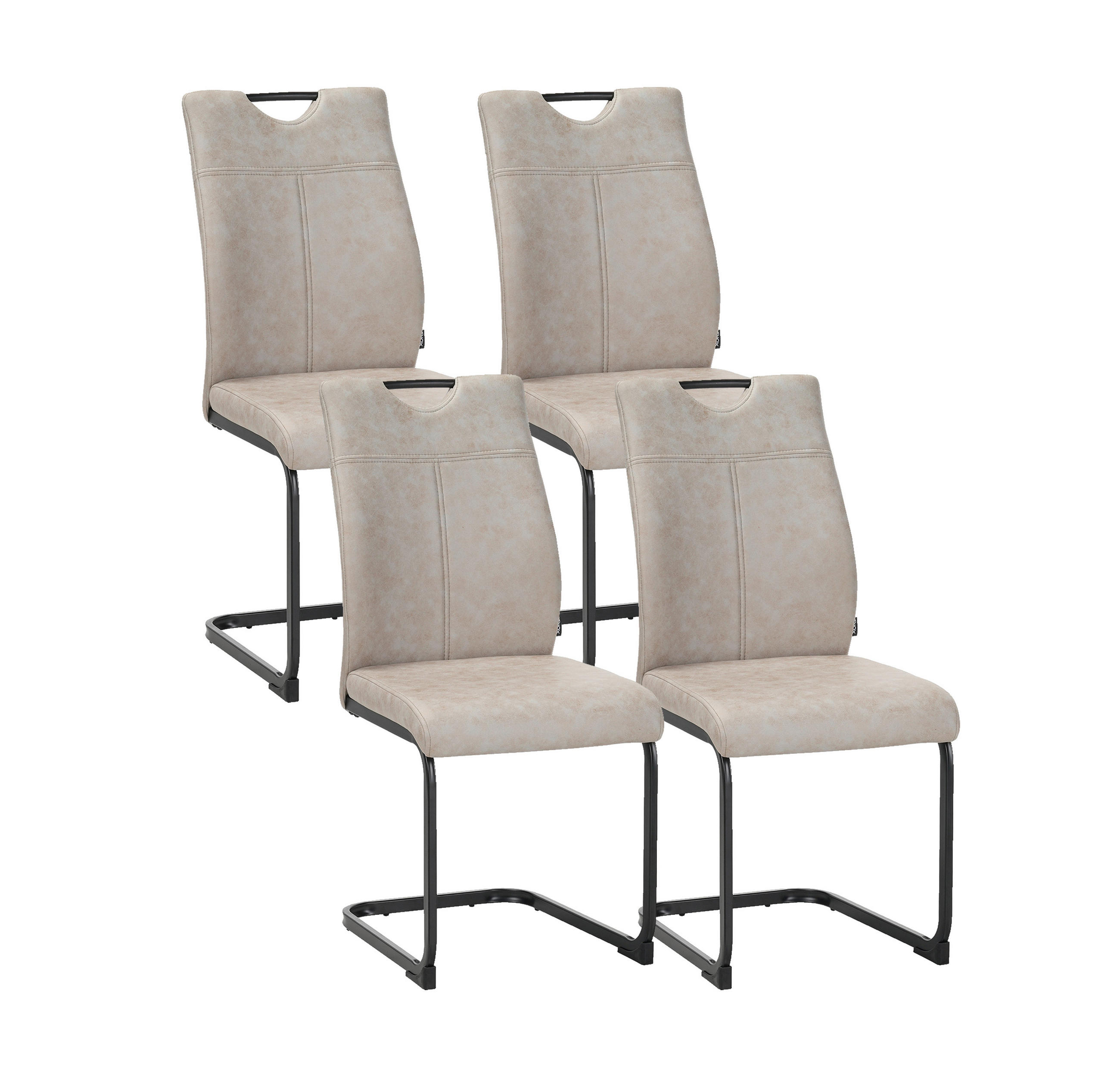 STUHL-SET 4 Stück  in Mikrofaser  - Schwarz/Braun, Design, Textil/Metall (43/97/57cm) - Xora