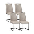 STUHL-SET 4 Stück  in Mikrofaser  - Schwarz/Braun, Design, Textil/Metall (43/97/57cm) - Xora