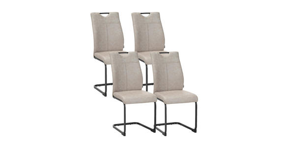 STUHL-SET 4 Stück  in Mikrofaser  - Schwarz/Braun, Design, Textil/Metall (43/97/57cm) - Xora