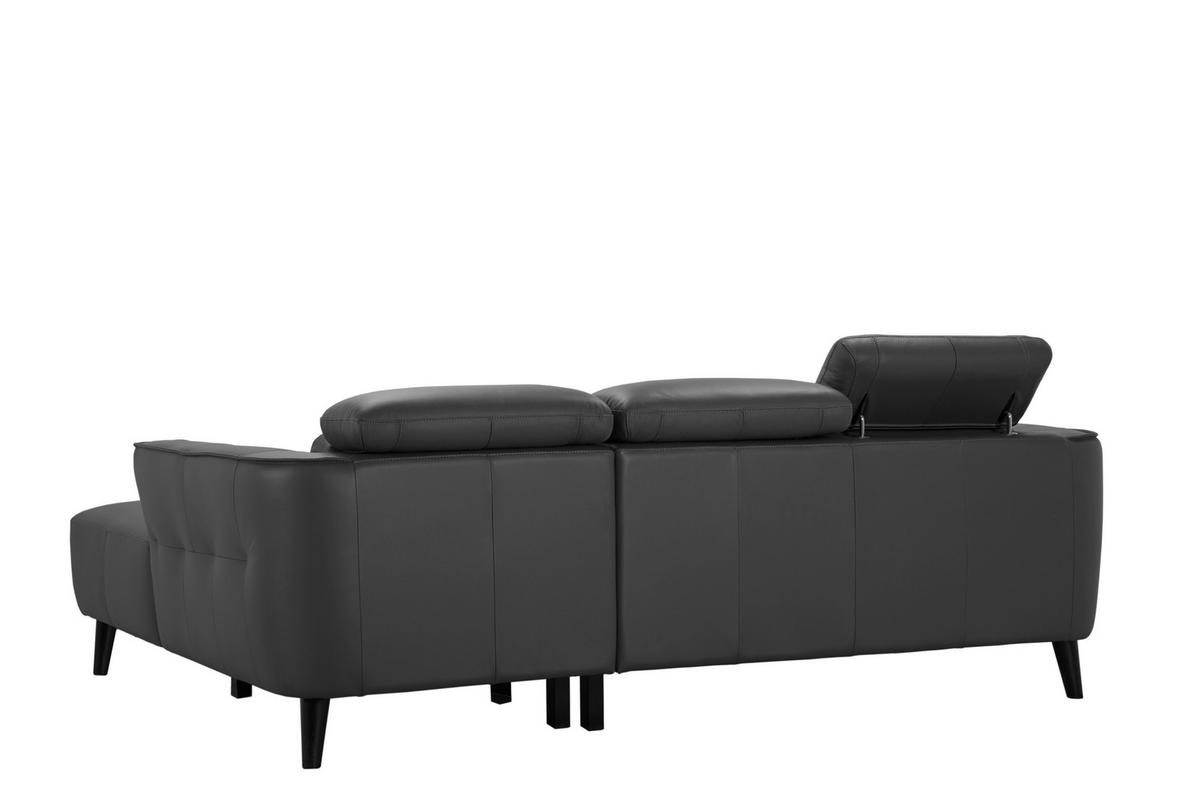 KOTNA SEDEŽNA GARNITURA, pravo usnje siva  - siva/črna, Konvencionalno, usnje (223/173cm) - MID.YOU