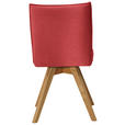 STUHL Lederlook, Mikrofaser Rot, Eichefarben Wildeiche massiv  - Eichefarben/Rot, KONVENTIONELL, Holz/Textil (60/91/61cm) - Moderano