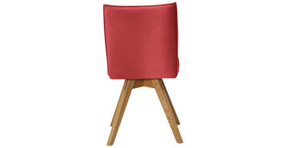 STUHL Lederlook, Mikrofaser Rot, Eichefarben Wildeiche massiv  - Eichefarben/Rot, KONVENTIONELL, Holz/Textil (60/91/61cm) - Moderano