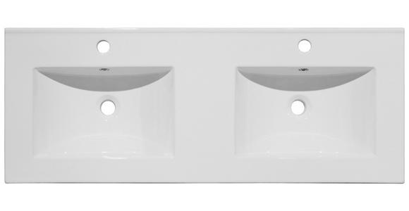 DOPPELWASCHBECKEN 121/17/47 cm  - Weiß, Basics, Keramik (121/17/47cm) - Linea Natura