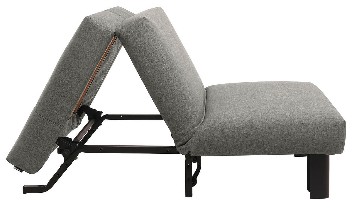 SCHLAFSESSEL in Flachgewebe Hellgrau  - Hellgrau/Schwarz, Design, Textil/Metall (85/85/100cm) - Max Winzer