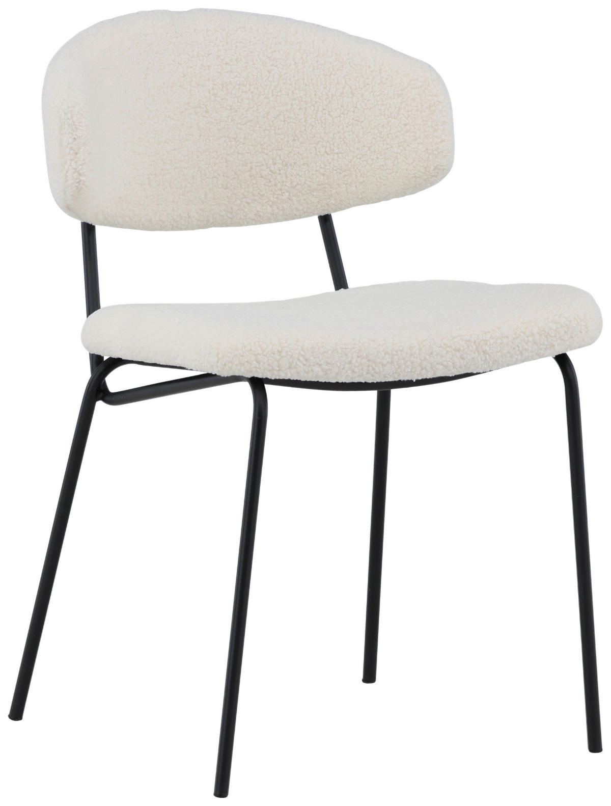 STOLSET 2 styck stål bouclé  - vit/svart, Design, metall/textil (50/79/57cm) - Livetastic