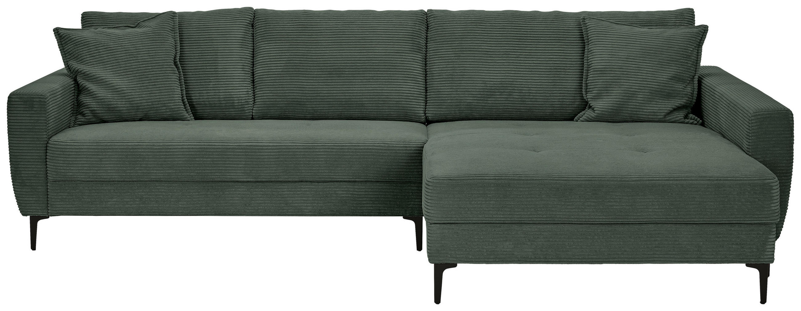 ECKSOFA Waldgrün Cord - Waldgrün/Schwarz, Design, Textil/Metall (283/174cm) - Xora