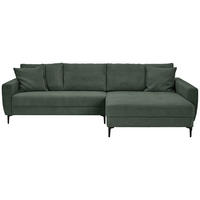 ECKSOFA Waldgrün Cord  - Waldgrün/Schwarz, Design, Textil/Metall (283/174cm) - Xora