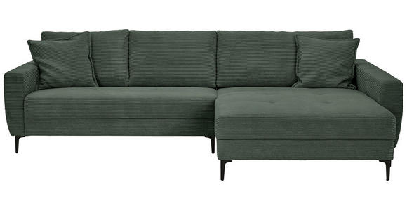 ECKSOFA Waldgrün Cord - Waldgrün/Schwarz, Design, Textil/Metall (283/174cm) - Xora