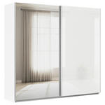 SCHWEBETÜRENSCHRANK  in Weiß  - Alufarben/Weiß, KONVENTIONELL, Glas/Holzwerkstoff (225/210/62cm) - Xora