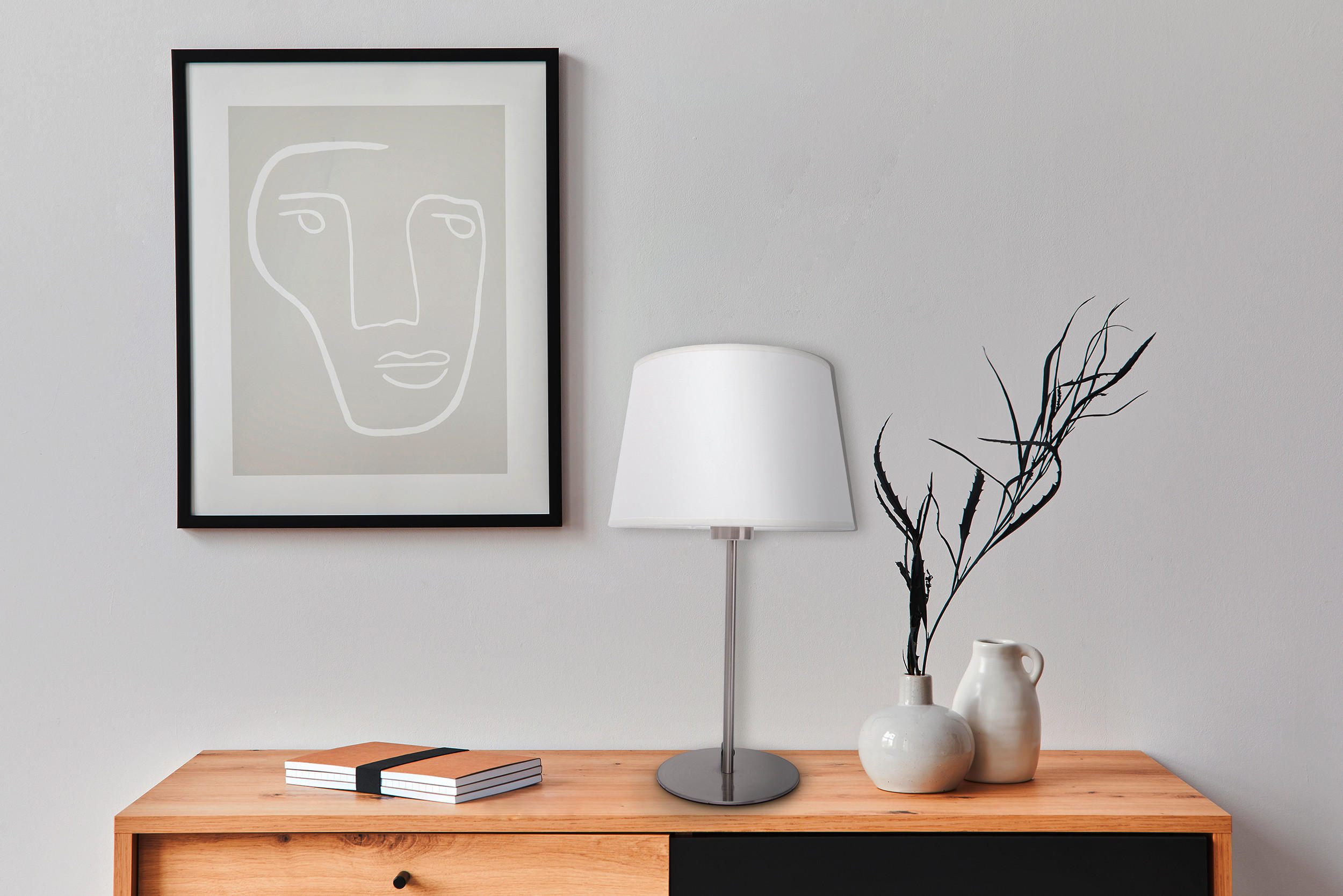 NACHTTISCHLEUCHTE   - Beige, Basics, Kunststoff/Textil (45cm) - Näve