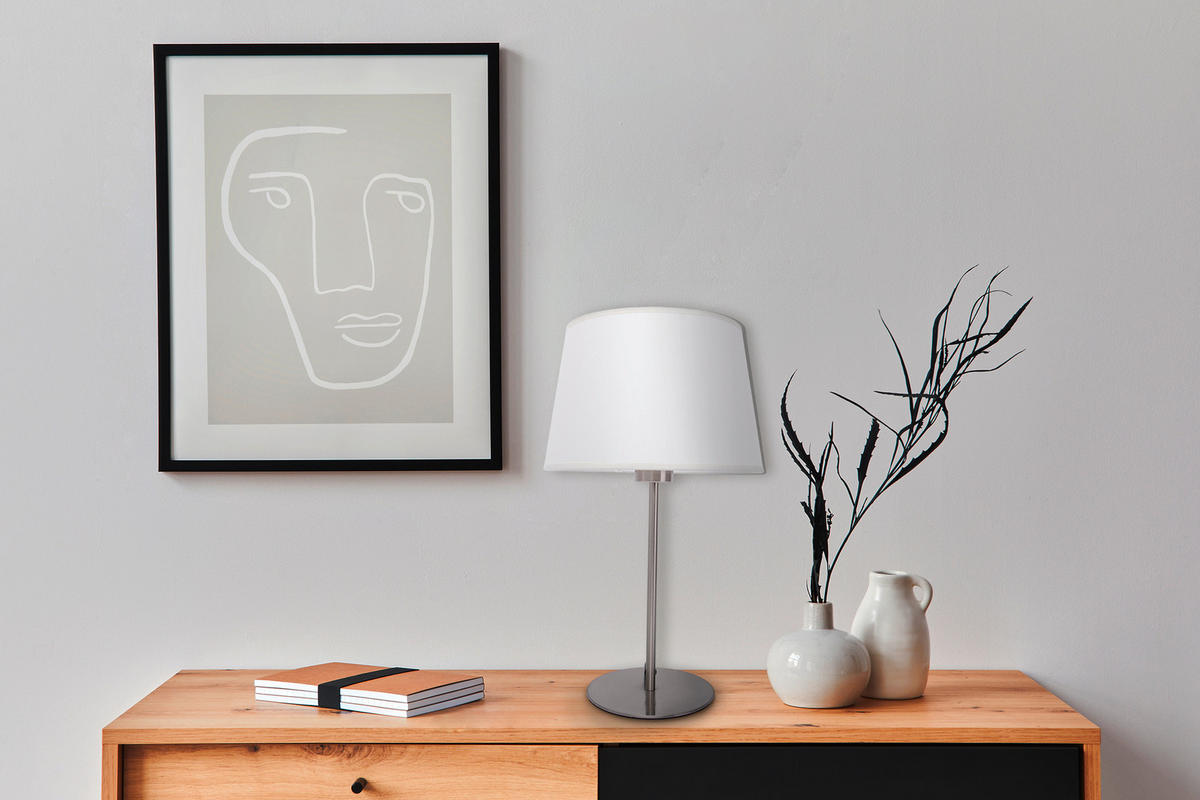 NACHTTISCHLEUCHTE   - Beige, Basics, Kunststoff/Textil (45cm) - Näve