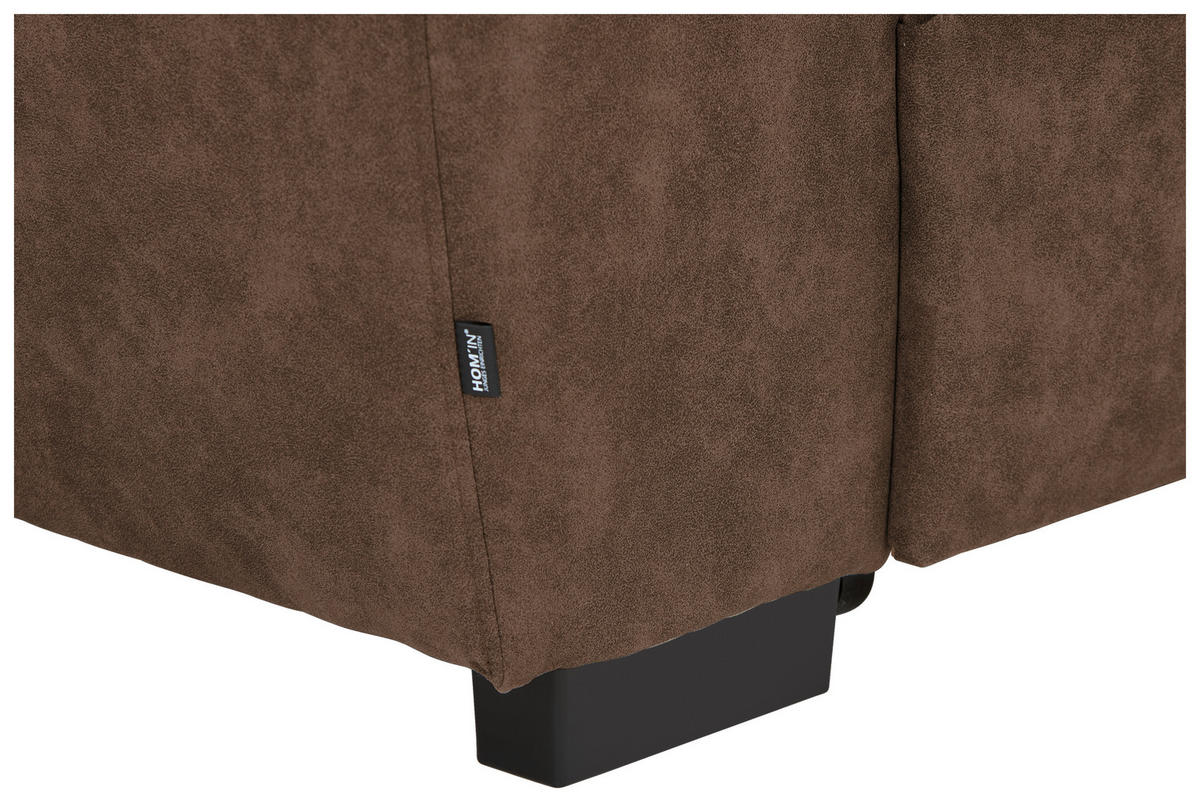 ECKSOFA Braun Lederlook  - Schwarz/Braun, Design, Kunststoff/Textil (263/230cm) - Hom`in