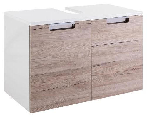 WASCHBECKENUNTERSCHRANK 65,0/46,5/35,0 cm  - Chromfarben/Eichefarben, MODERN, Holzwerkstoff/Metall (65,0/46,5/35,0cm) - MID.YOU