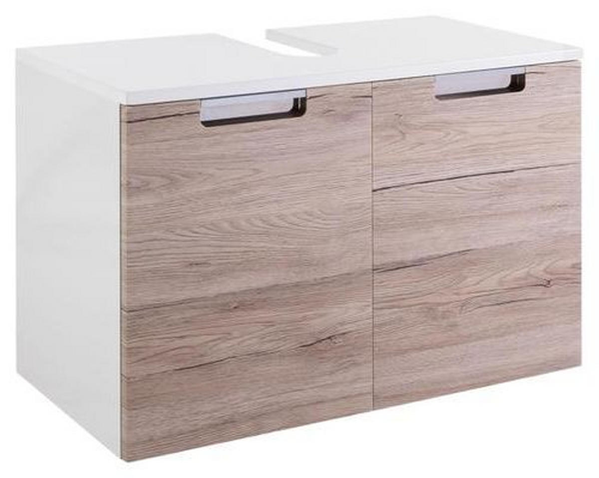 WASCHBECKENUNTERSCHRANK 65,0/46,5/35,0 cm  - Chromfarben/Eichefarben, MODERN, Holzwerkstoff/Metall (65,0/46,5/35,0cm) - MID.YOU