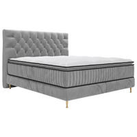 BOXSPRINGBETT 180/200 cm  in Hellgrau  - Goldfarben/Hellgrau, Design, Textil/Metall (180/200cm) - Boxxx