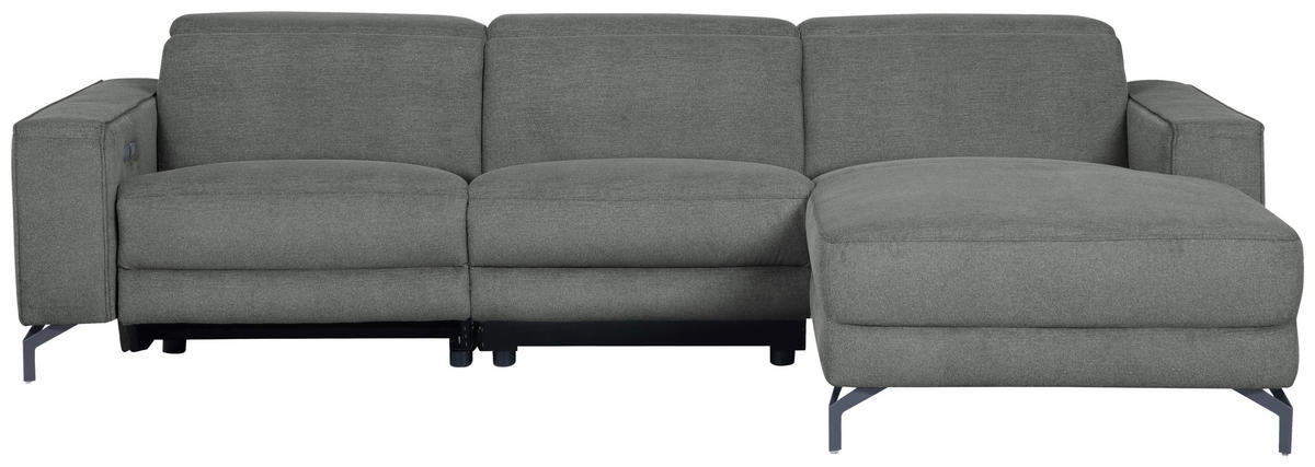 ECKSOFA Grau Webstoff  - Schwarz/Grau, Design, Textil/Metall (278/176cm) - Livetastic