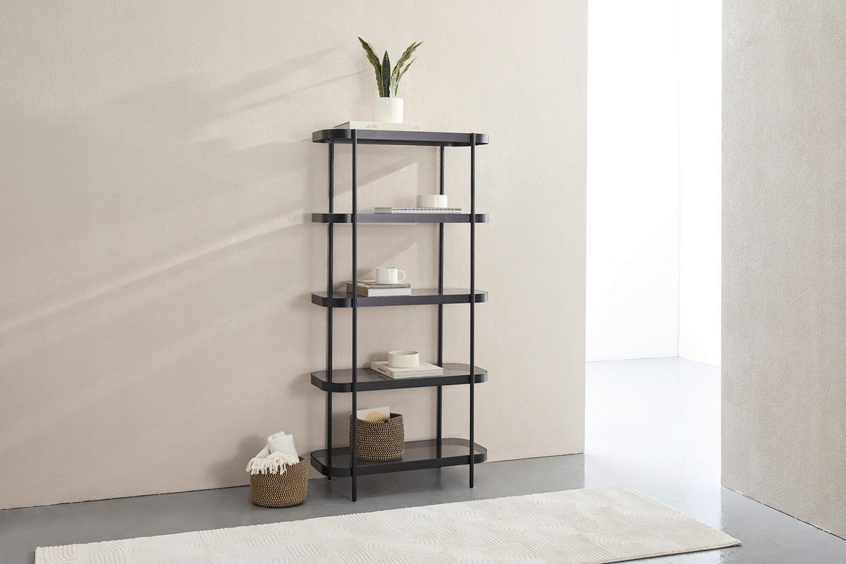 REGAL Grau, Schwarz  - Schwarz/Grau, Trend, Glas/Metall (80/160/38cm) - Novel