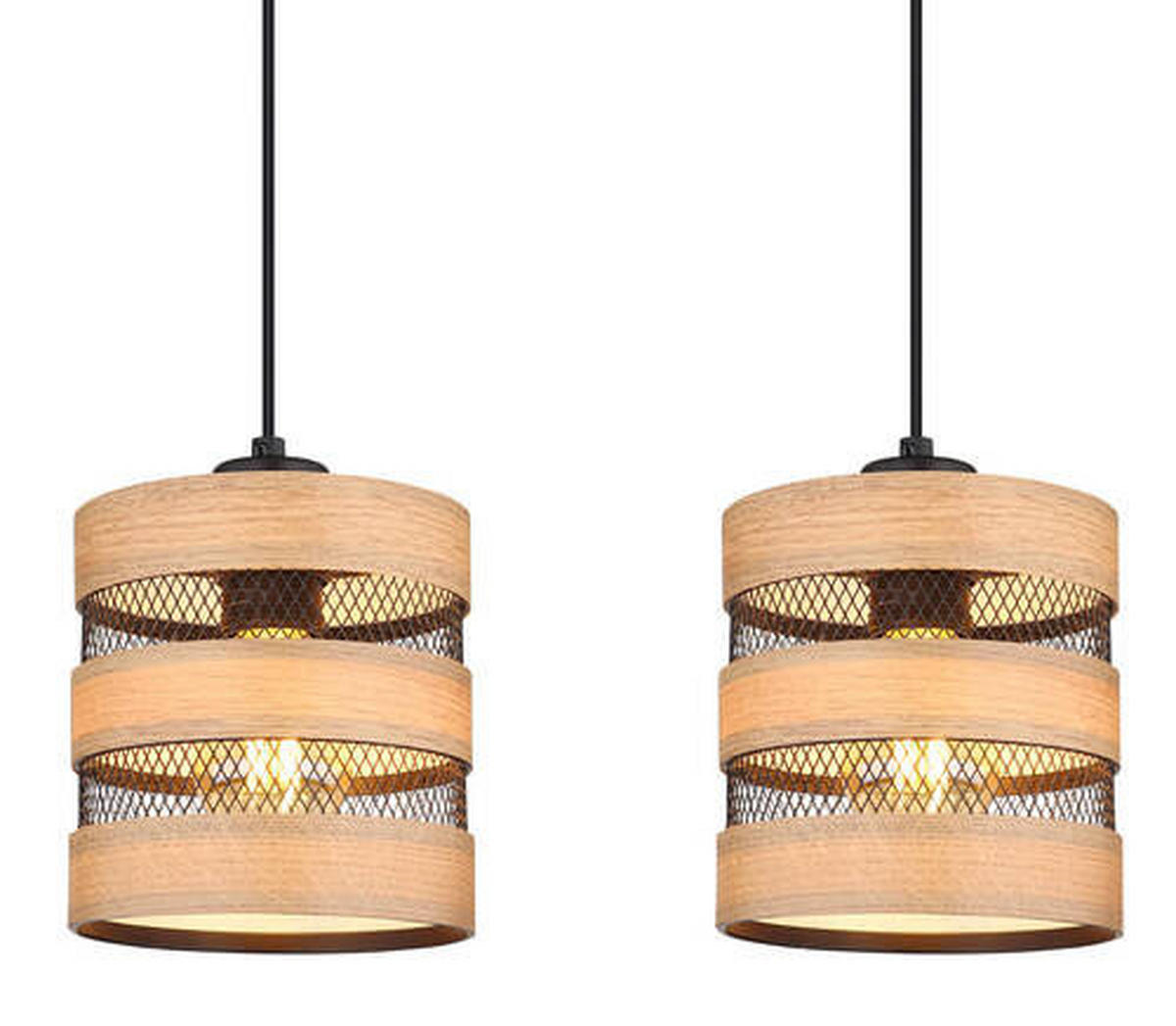 HÄNGLAMPA 75/18/120 cm  - svart/mörkbrun, Design, metall/trämaterial (75/18/120cm) - Globo