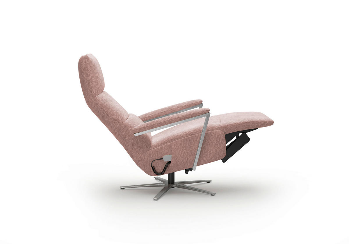 RELAXSESSEL TV VARIO COMFORT E M2 Chenille Kopfteilverstellung, Rücken echt    - Silberfarben/Altrosa, Basics, Textil/Metall (70/126/85cm) - Sit & More