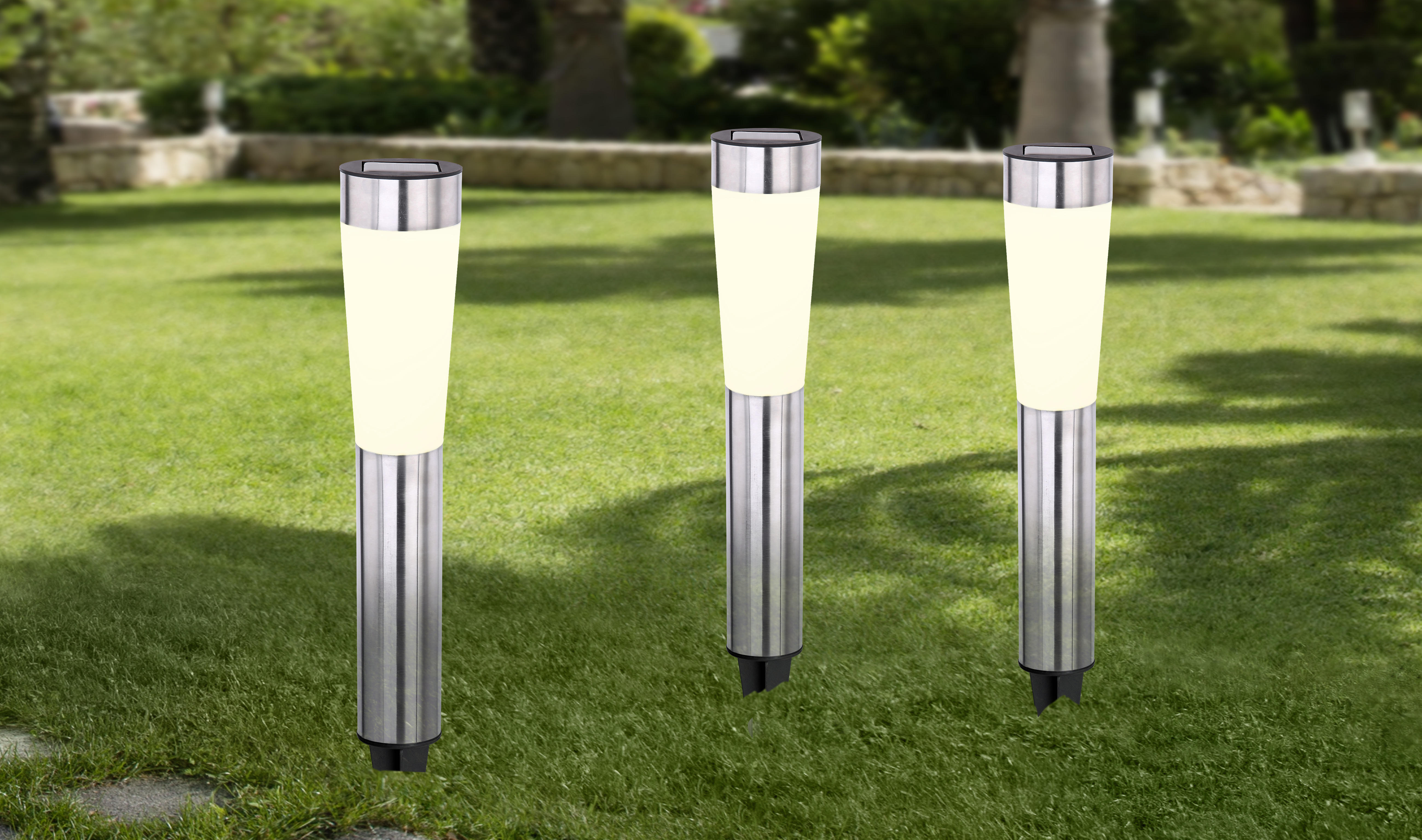 SOLARLEUCHTENSET 3-teilig - Design, Kunststoff/Metall (7,8/56cm) - Ambia Garden