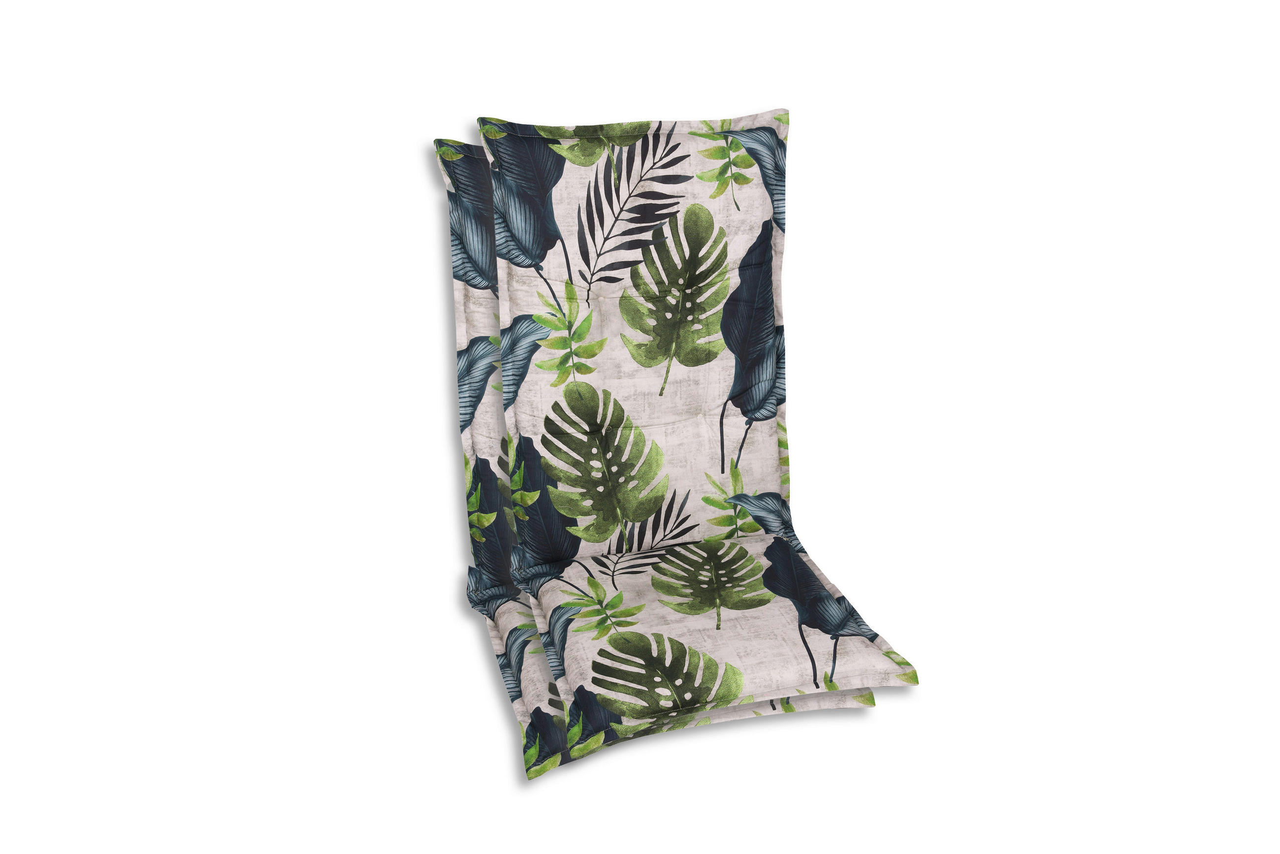 SESSELAUFLAGENSET Blätter  - Blau/Hellgrau, Basics, Textil (50/7/120cm)