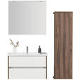 BADEZIMMER  in 90 cm  - Weiß Hochglanz/Nussbaumfarben, Basics, Glas/Keramik (90cm) - Voleo