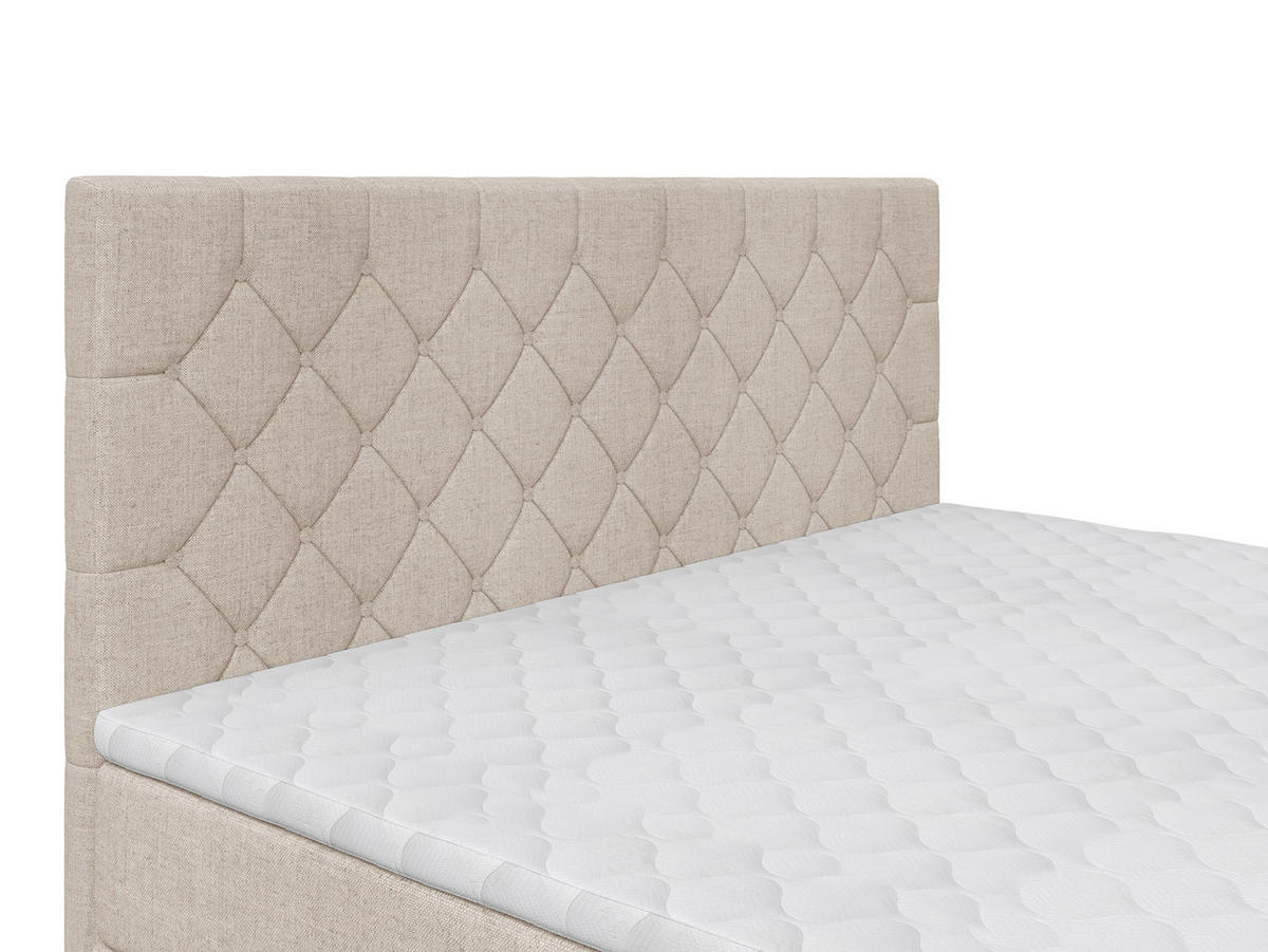 BOXSPRINGBETT 200/200 cm,  in Beige, Matratze, Topper, H2 + H2 = mittel  - Beige/Schwarz, KONVENTIONELL, Textil/Metall (200/200cm) - Chameo