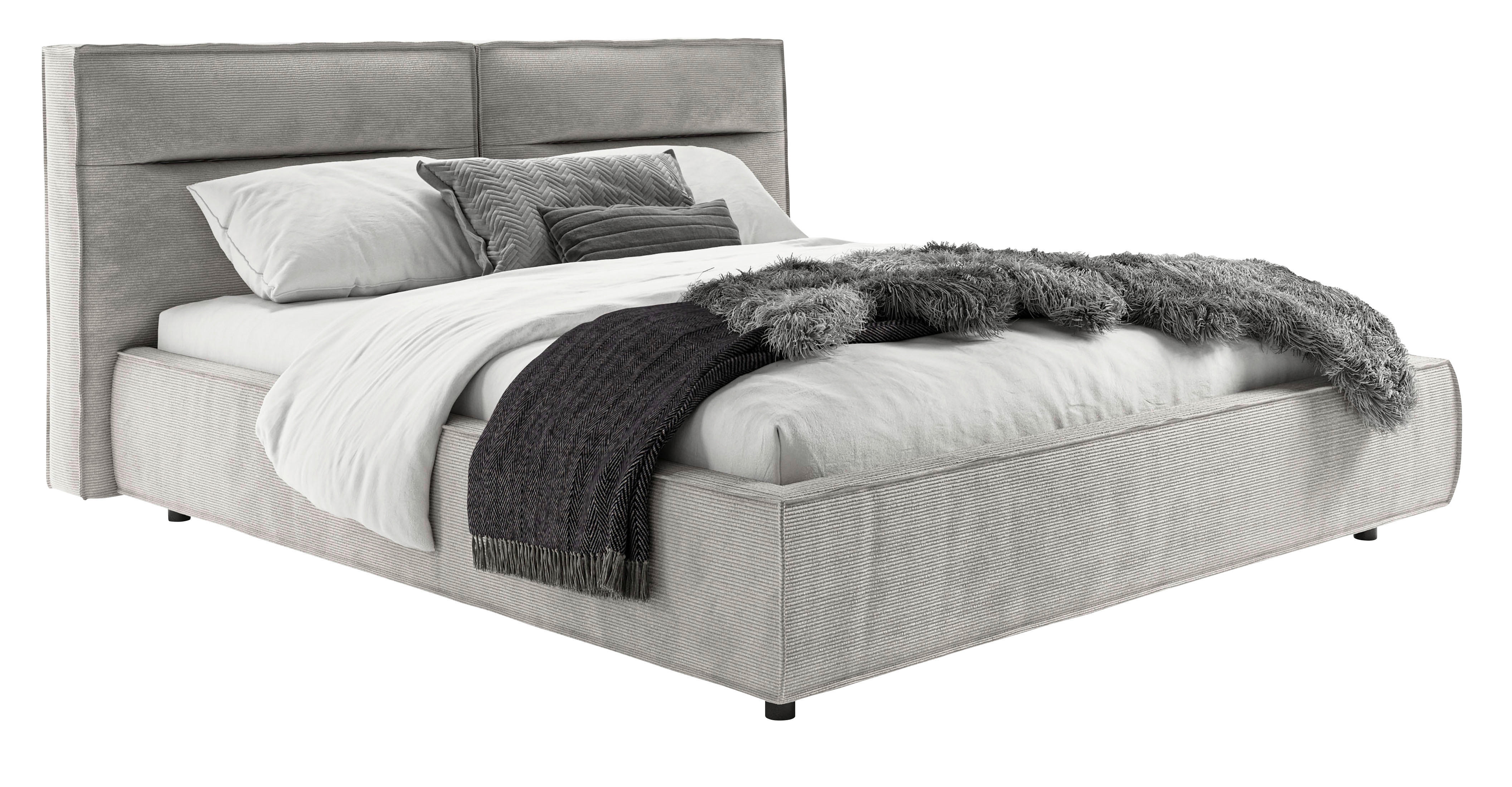 POLSTERBETT 180/200 cm  in Silberfarben  - Silberfarben/Schwarz, Design, Kunststoff/Textil (180/200cm) - Lomoco