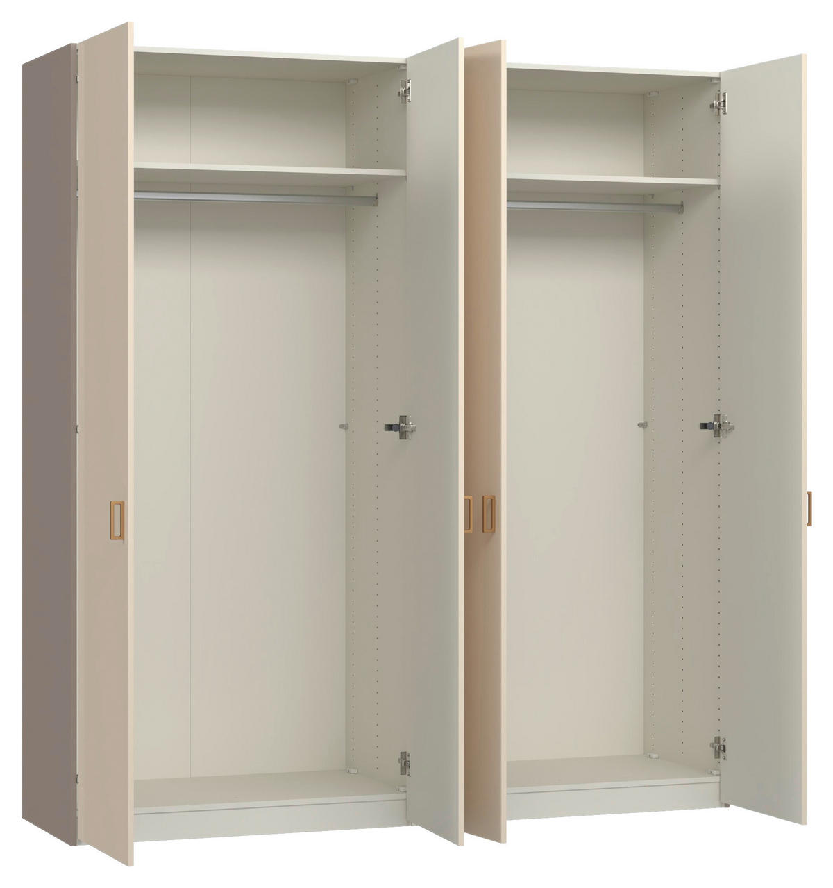 DREHTÜRENSCHRANK 203/220/59 cm,  in Creme, Hellbraun, 4-türig  - Hellbraun/Creme, Design, Glas/Holzwerkstoff (203/220/59cm) - Jutzler