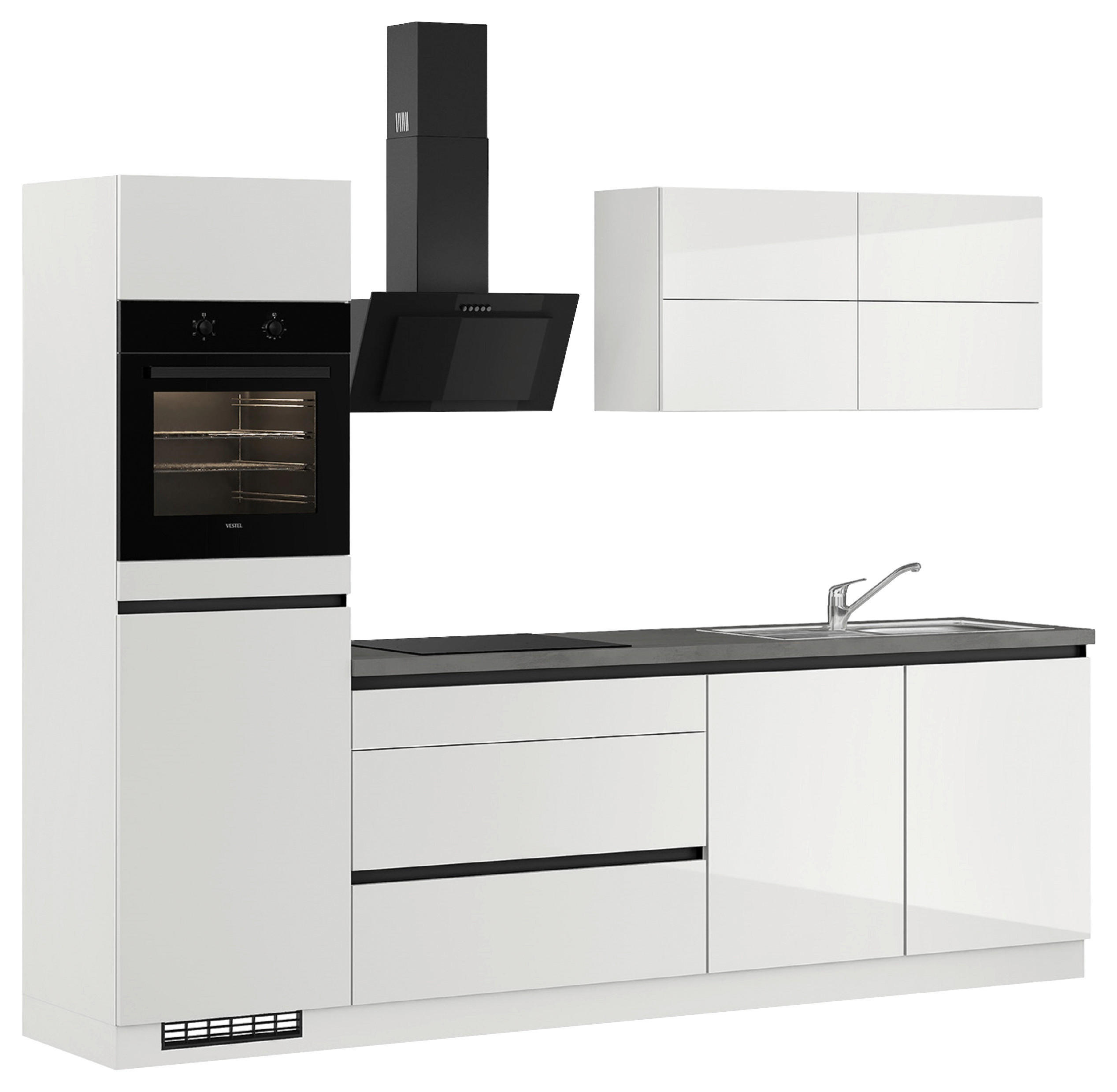 KÜCHENLEERBLOCK 280 cm   in Grau, Dunkelgrau  - Dunkelgrau/Hellgrau, Design, Holzwerkstoff (280cm) - Impuls