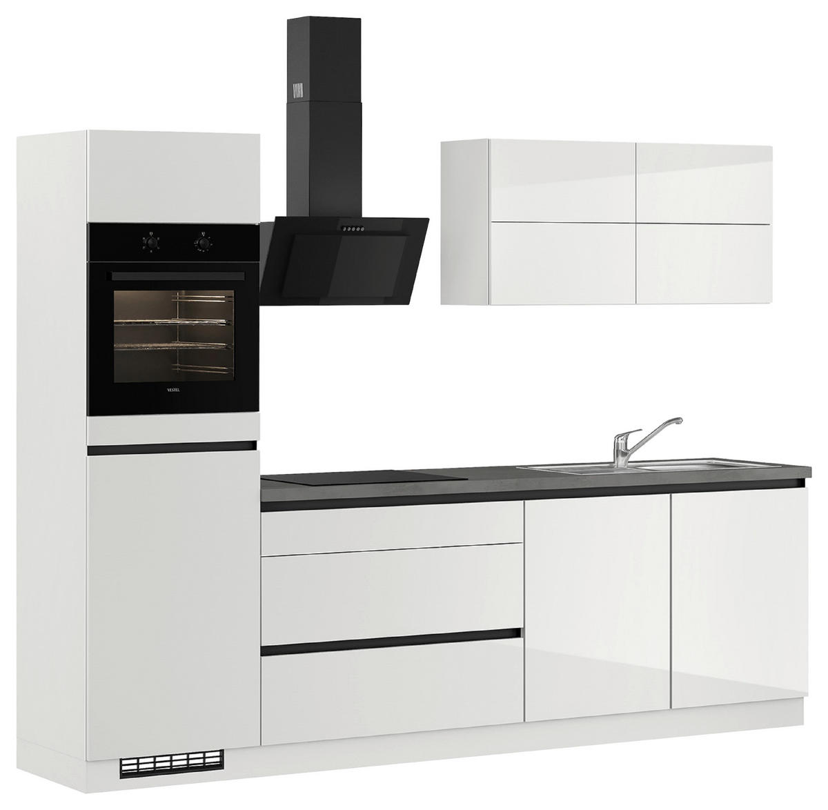 KÜCHENLEERBLOCK 280 cm   Grau, Dunkelgrau  - Dunkelgrau/Hellgrau, Design, Holzwerkstoff (280cm) - Impuls