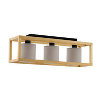 DECKENLEUCHTE 77/20/28 cm   - Schwarz/Weiß, Natur, Holz/Textil (77/20/28cm) - Eglo