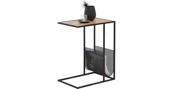 BEISTELLTISCH 48/32/60 cm Schwarz, Eichefarben rechteckig - Eichefarben/Schwarz, Trend, Holzwerkstoff/Metall (48/32/60cm) - Carryhome