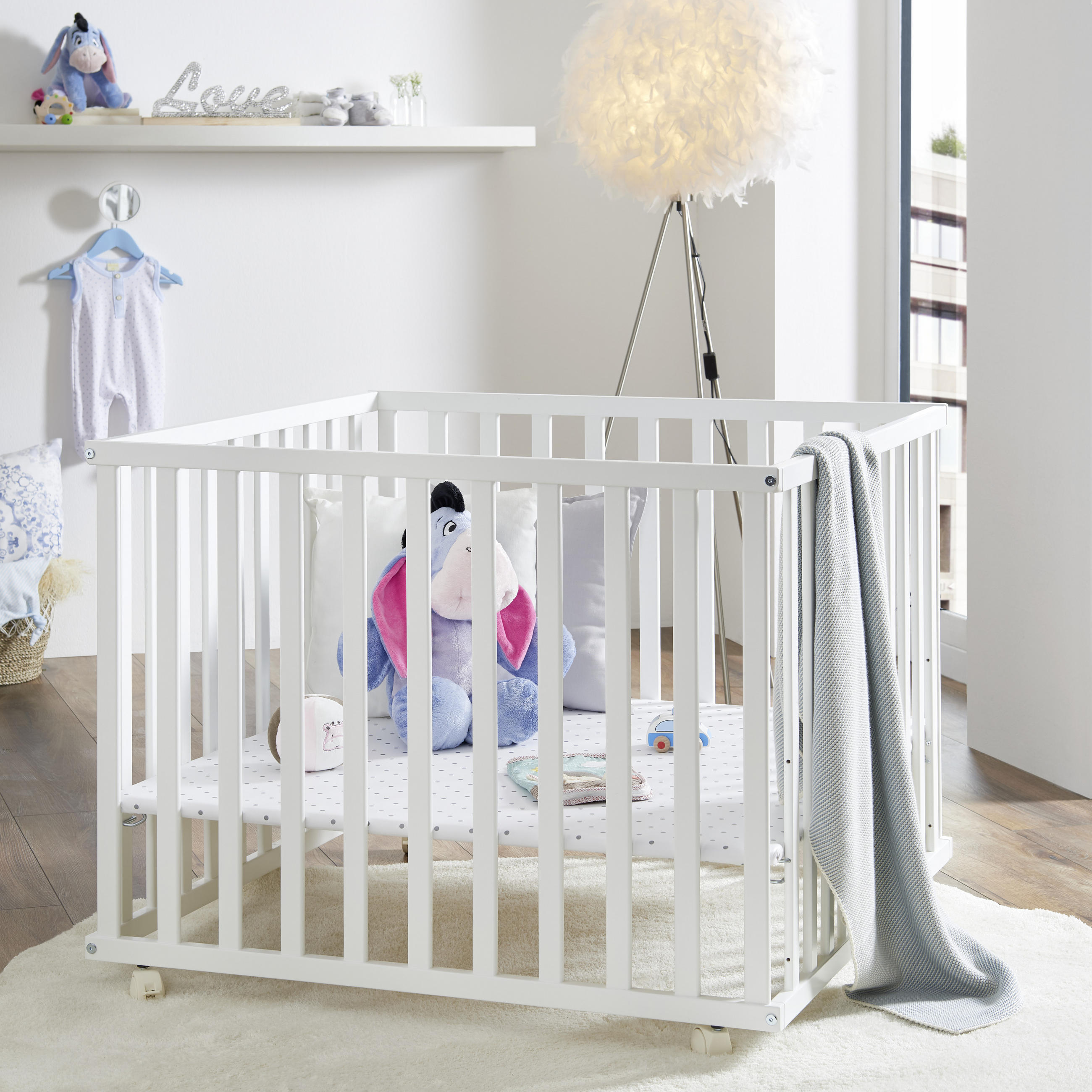LAUFGITTER 97/97/70 cm  - Weiß, Basics, Holz/Kunststoff (97/97/70cm) - My Baby Lou