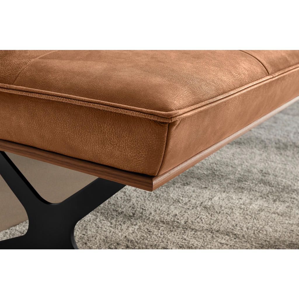 Thumbnail - Koinor Sitzbank, Schwarz, Cognac, Holz, Metall, Leder, Echtleder, Büffelleder, Nussbaum, furniert, 3-Sitzer, 214x88x66 c...