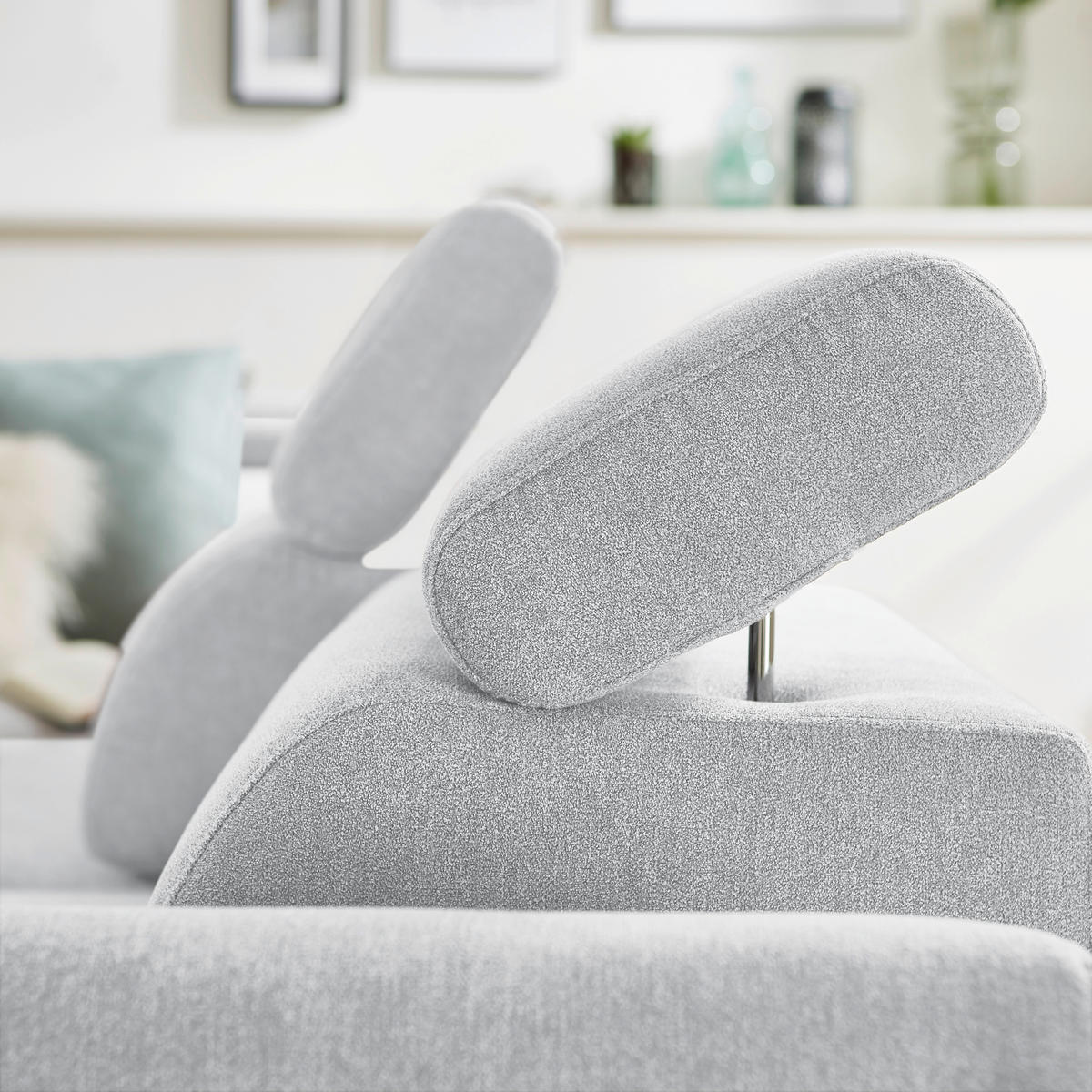 ECKSOFA in Webstoff Silberfarben  - Silberfarben/Schwarz, Design, Textil/Metall (237/277cm) - Stylife