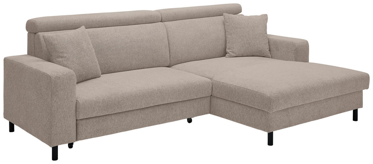 ECKSOFA Hellgrau, Hellbraun Flachgewebe  - Hellbraun/Hellgrau, Design, Textil/Metall (262/166cm) - Xora