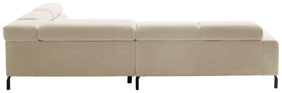 ECKSOFA inkl. Funktion in Cord Naturfarben  - Schwarz/Naturfarben, Modern, Textil/Metall (309/219cm) - Pure Home Lifestyle