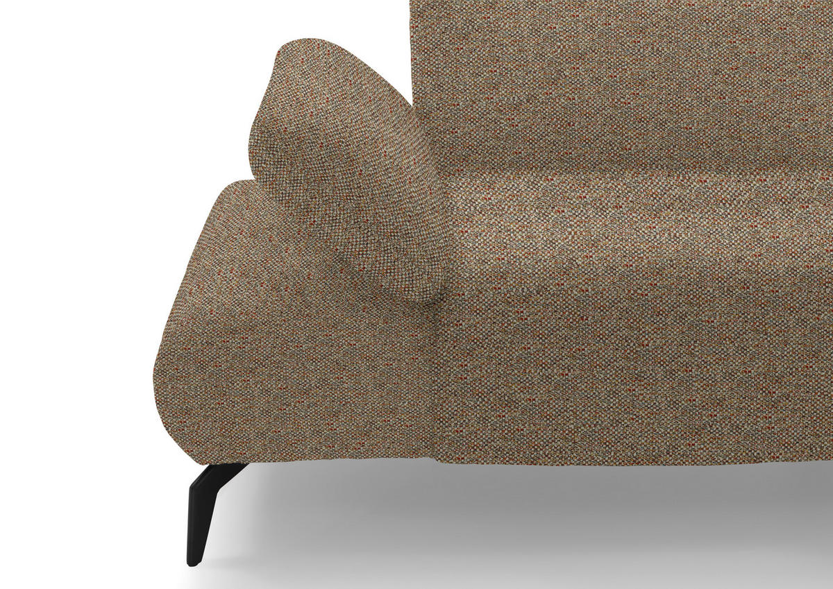 ECKSOFA in Webstoff Braun, Terracotta  - Terracotta/Schwarz, Design, Textil/Metall (223/290cm) - Moderano