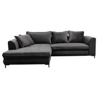 ECKSOFA in Velours Grau  187/277 cm  - Schwarz/Grau, Design, Textil/Metall (187/277cm) - Livetastic