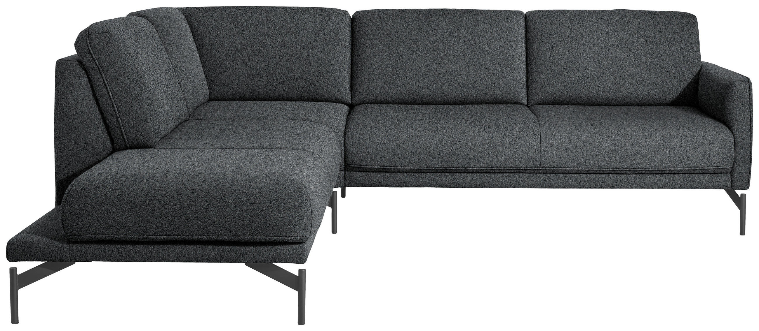 ECKSOFA in Flachgewebe, Struktur Grau  - Anthrazit/Grau, Design, Textil/Metall (230/254cm) - Johann Jakob