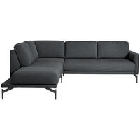 ECKSOFA in Flachgewebe, Struktur Grau  - Anthrazit/Grau, Design, Textil/Metall (230/254cm) - Johann Jakob