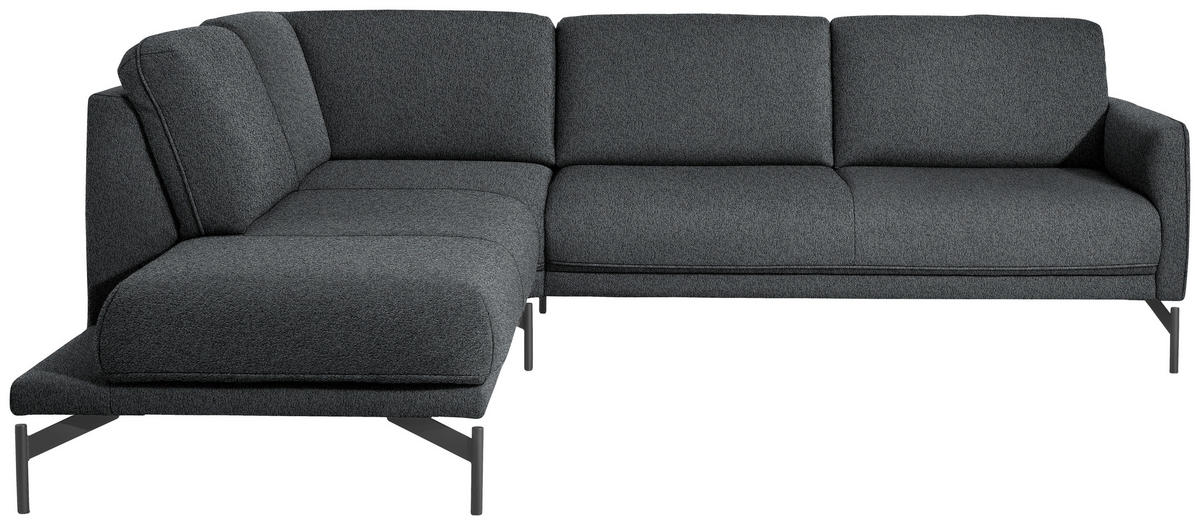 ECKSOFA in Flachgewebe, Struktur Grau  - Anthrazit/Grau, Design, Textil/Metall (230/254cm) - Johann Jakob