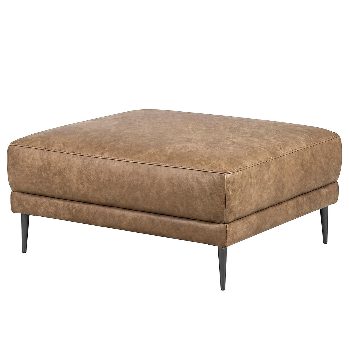 HOCKER in Textil, Leder Hellbraun  - Hellbraun/Schwarzchrom, Design, Leder/Textil (96/45/80cm) - Livetastic