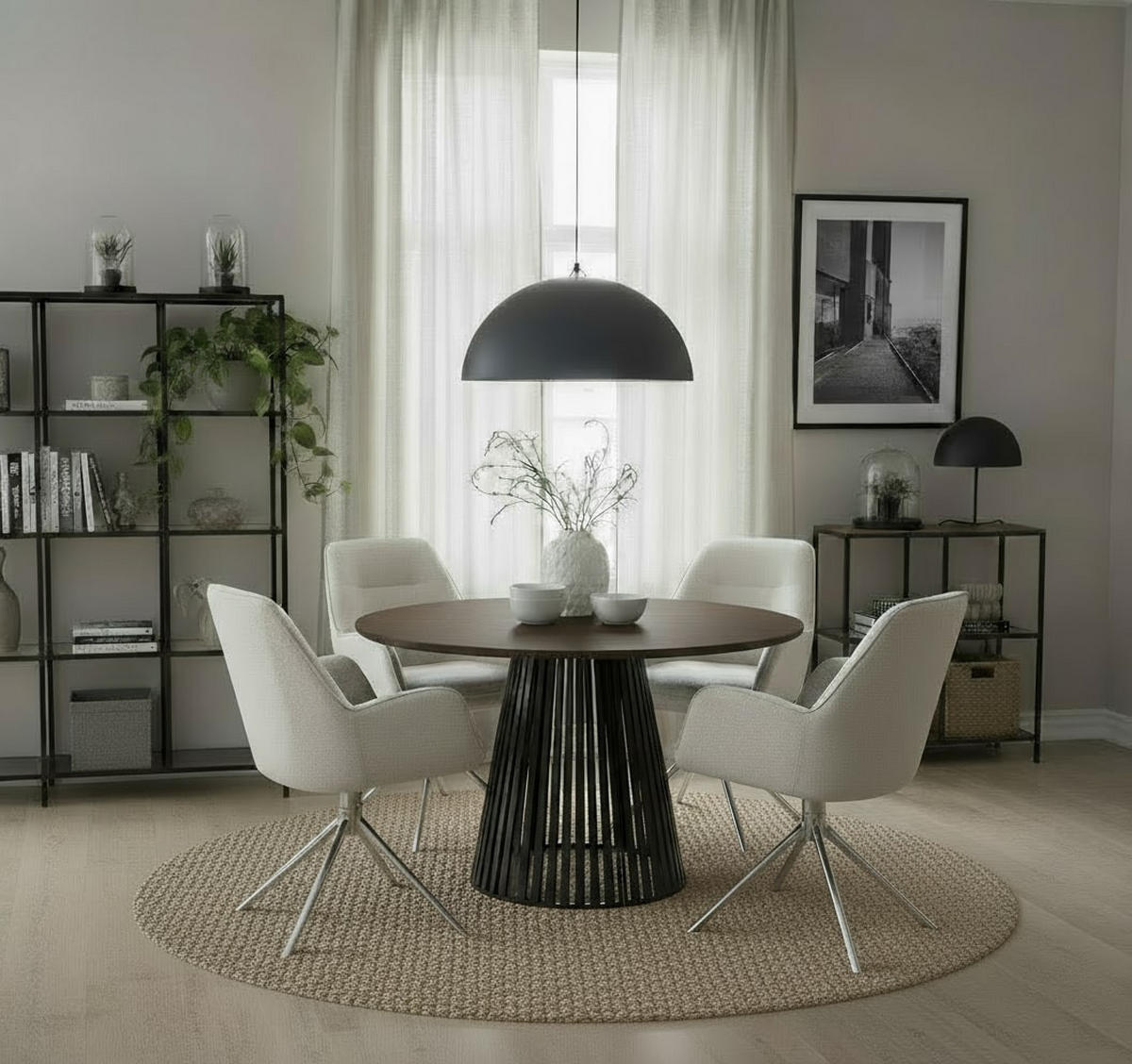 ARMLEHNSTUHL  Sitzfläche 180° drehbar, automatische Rückholfunktion Chenille  - Edelstahlfarben/Creme, MODERN, Textil/Metall (60/89/64cm) - Livetastic