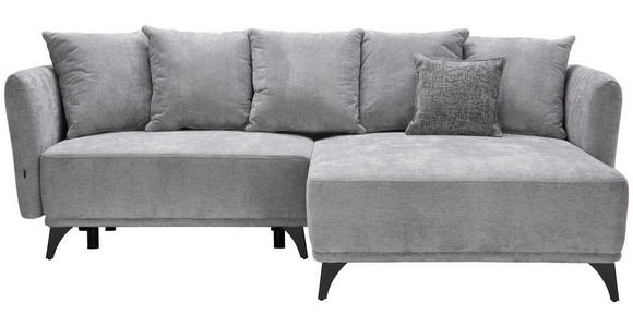 ECKSOFA in Chenille Grau  255/172 cm  - Schwarz/Grau, LIFESTYLE, Textil/Metall (255/172cm) - Carryhome