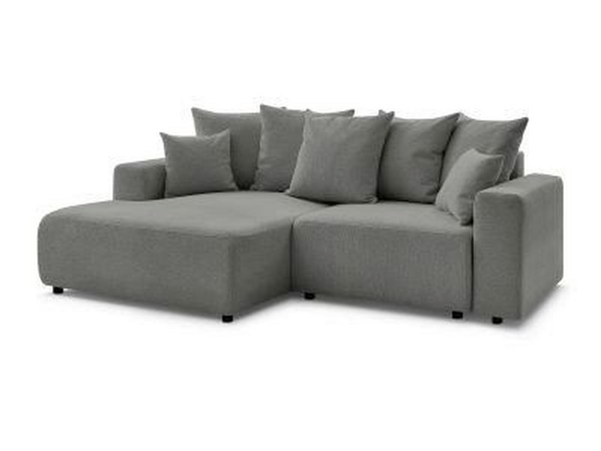 ECKSOFA Ottomane links  ATILLA Dunkelgrau Flachgewebe  - Dunkelgrau/Schwarz, MODERN, Kunststoff/Textil (149/244cm)