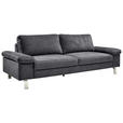 3-SITZER-SOFA in Mikrofaser Grau  - Chromfarben/Beige, Design, Textil/Metall (234/86/97cm) - Hom`in