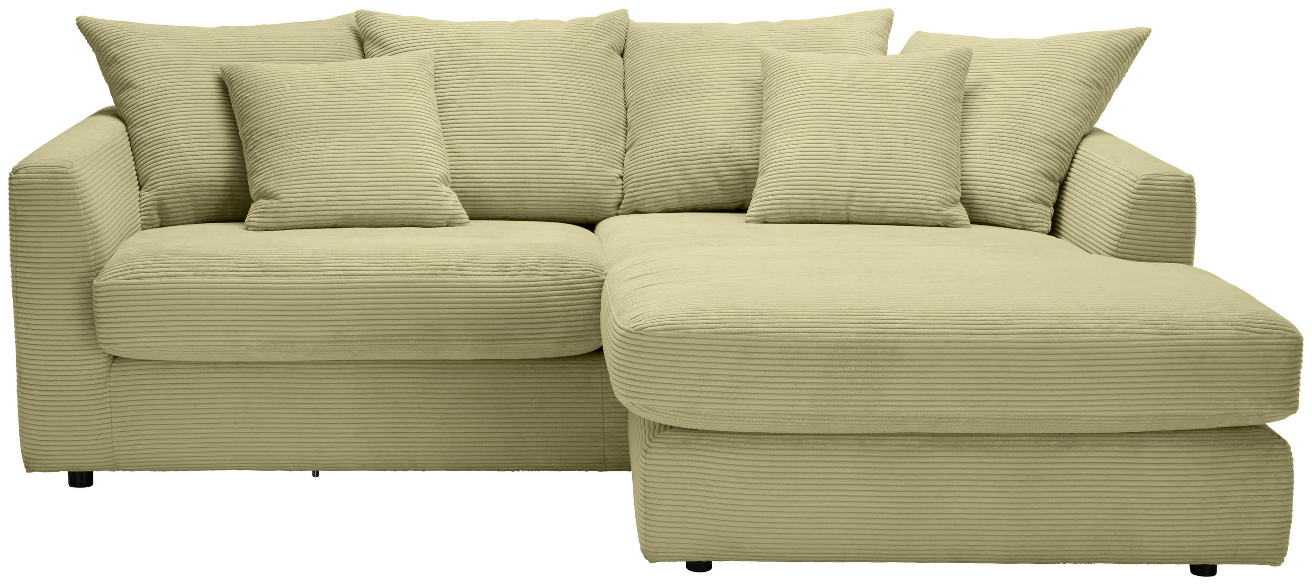 ECKSOFA Hellgrün Cord  - Schwarz/Hellgrün, Design, Kunststoff/Textil (235/175cm) - home24